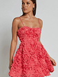 Alvia Mini Dress 3d Flower Full Skirt Dress in Hot Pink - thumbnail 3