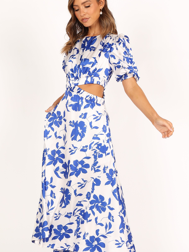 Aminah Puff Sleeve Dress - Blue Floral 3