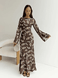 Angeline Long Sleeved Maxi Dress Brown - thumbnail 3