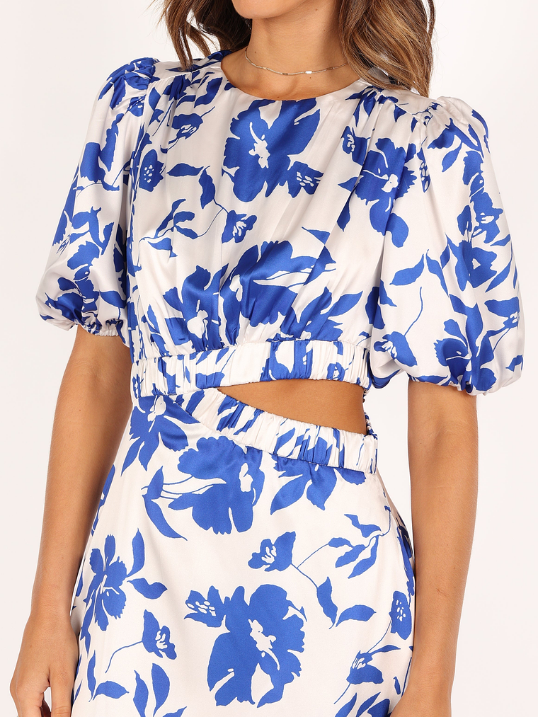 Aminah Puff Sleeve Dress - Blue Floral 4