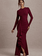 Alayna | Berry Long-Sleeve Maxi Dress With Ruffled Split - thumbnail 1