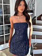 Arletta Strapless Sequin Mini Dress - Navy - thumbnail 2