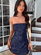 Arletta Strapless Sequin Mini Dress - Navy - thumbnail 3