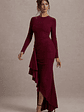 Alayna | Berry Long-Sleeve Maxi Dress With Ruffled Split - thumbnail 4
