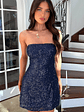 Arletta Strapless Sequin Mini Dress - Navy - thumbnail 5