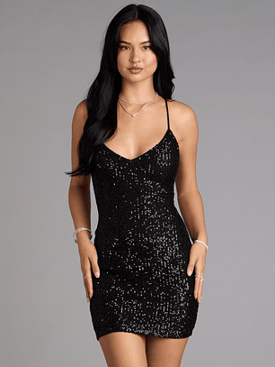 All Eyes On You Sequin Lace-Up Mini Dress