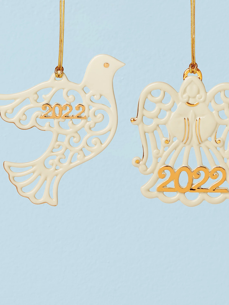 2022 Pierced Dove & Angel Ornaments, S/2 1
