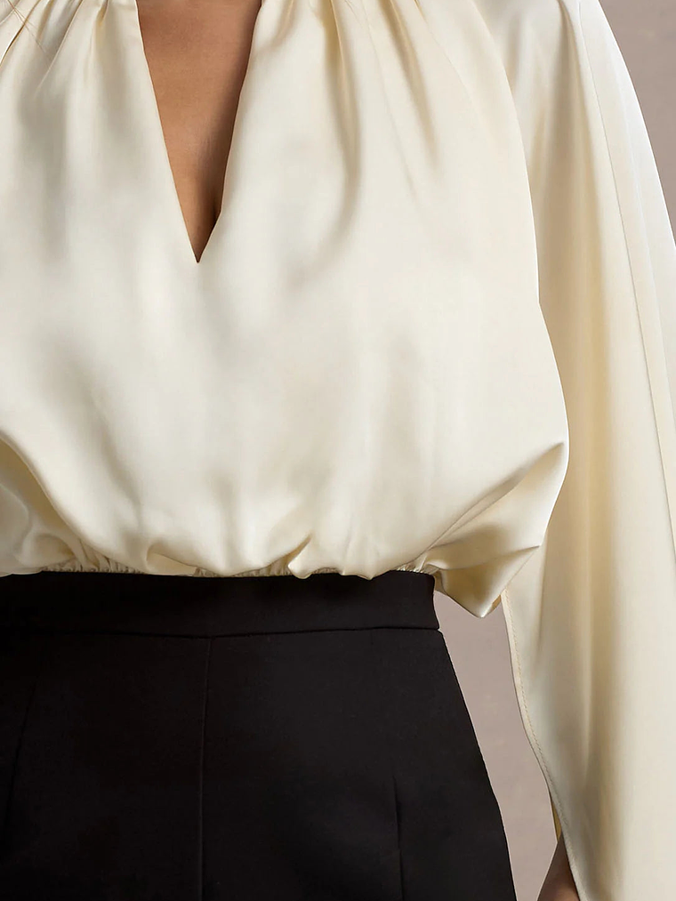 Amity | Black & Cream Wide-Leg Jumpsuit With Satin Cape Sleeves 7