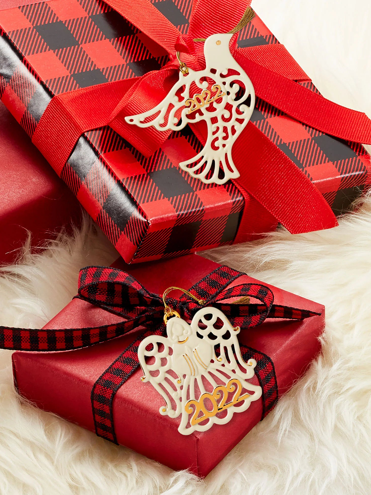 2022 Pierced Dove & Angel Ornaments, S/2 2
