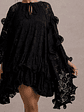 Arlington | Black Lace Cape-Sleeve Mini Dress - thumbnail 4