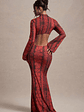 Arabia | Red Snake Print High-Neck Cut-Out Maxi Dress - thumbnail 2