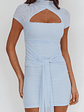 Amoura Keyhole Bust Waist Tie Mini Dress Ice Blue - thumbnail 3
