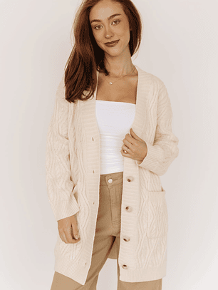 Alberta Cable Knit Cardigan | Cream