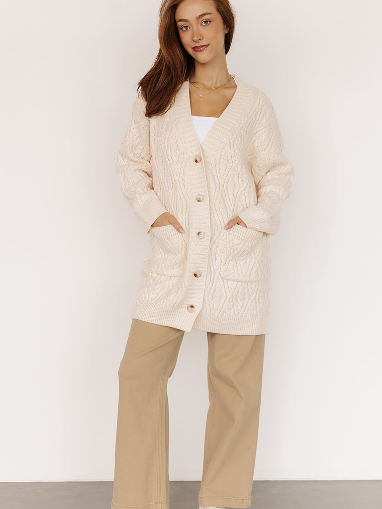 Alberta Cable Knit Cardigan | Cream 2