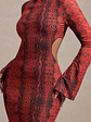 Arabia | Red Snake Print High-Neck Cut-Out Maxi Dress - thumbnail 6