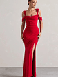 Amoura | Red Square-Neck Draped Wrap Maxi Dress - thumbnail 1