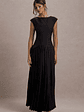 Arna | Black Boat-Neck Pleated Maxi Dress - thumbnail 4