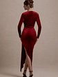 Arcadia | Berry Velvet Plunge-Neck Wrap Midi Dress - thumbnail 2
