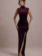 Abilene | Port Velvet High-Neck Split Maxi Dress - thumbnail 1