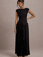 Arna | Black Boat-Neck Pleated Maxi Dress - thumbnail 7