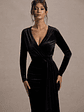 Arcadia | Black Velvet Plunge-Neck Wrap Midi Dress - thumbnail 3