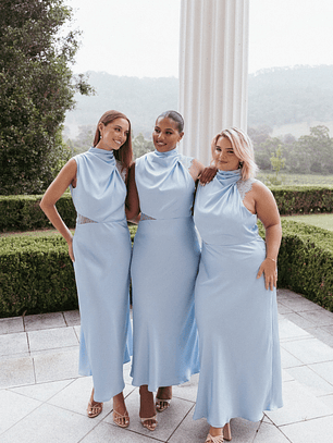 Anabelle Halter Neck Lace Maxi Dress - Baby Blue