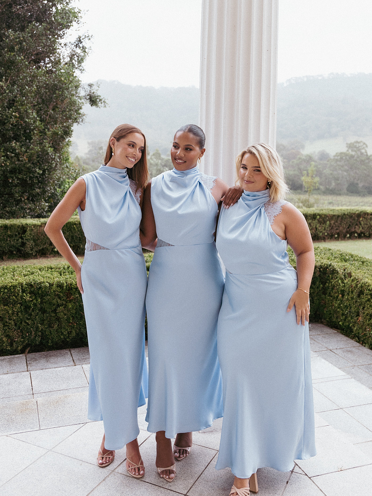 Anabelle Halter Neck Lace Maxi Dress - Baby Blue 1