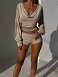 Abrielle Long Sleeve Top Beige - thumbnail 3
