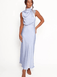 Anabelle Halter Neck Lace Maxi Dress - Baby Blue - thumbnail 2
