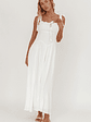 Albury Tied Shoulder Basque Waist Midi Dress White - thumbnail 4