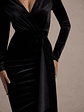 Arcadia | Black Velvet Plunge-Neck Wrap Midi Dress - thumbnail 6