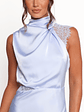 Anabelle Halter Neck Lace Maxi Dress - Baby Blue - thumbnail 3