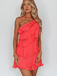 Arrabel Tiered Ruffle Mini Dress Watermelon - thumbnail 4