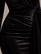 Arcadia | Black Velvet Plunge-Neck Wrap Midi Dress - thumbnail 7