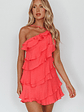 Arrabel Tiered Ruffle Mini Dress Watermelon - thumbnail 5