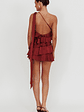 Arrabel Tiered Ruffle One Shoulder Mini Dress Wine - thumbnail 2