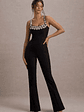 Amadi | Black Embellished Strappy Flared-Leg Jumpsuit - thumbnail 1