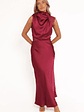 Anabelle Halter Neck Lace Maxi Dress - Berry - thumbnail 2