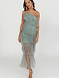 Arrabel Tiered Ruffle Tulle Maxi Dress Sage - thumbnail 1