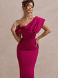 Adrina | Dark Pink Draped One Shoulder Midi Dress - thumbnail 3