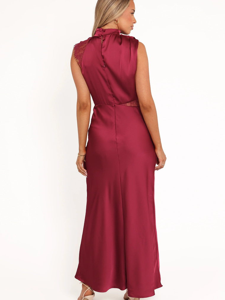 Anabelle Halter Neck Lace Maxi Dress - Berry 5