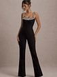 Amadi | Black Embellished Strappy Flared-Leg Jumpsuit - thumbnail 5