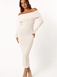 Archie Off the Shoulder Midi Dress - White - thumbnail 1