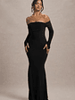 Amaia | Black Bardot Long-Sleeve Maxi Dress - thumbnail 4