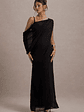 Aeliana | Black Strappy V-Neck Maxi Dress With Chiffon Sash - thumbnail 1