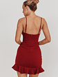 Aces Cami Strap Ruffle Hem Mini Bodycon Dress Wine - thumbnail 2