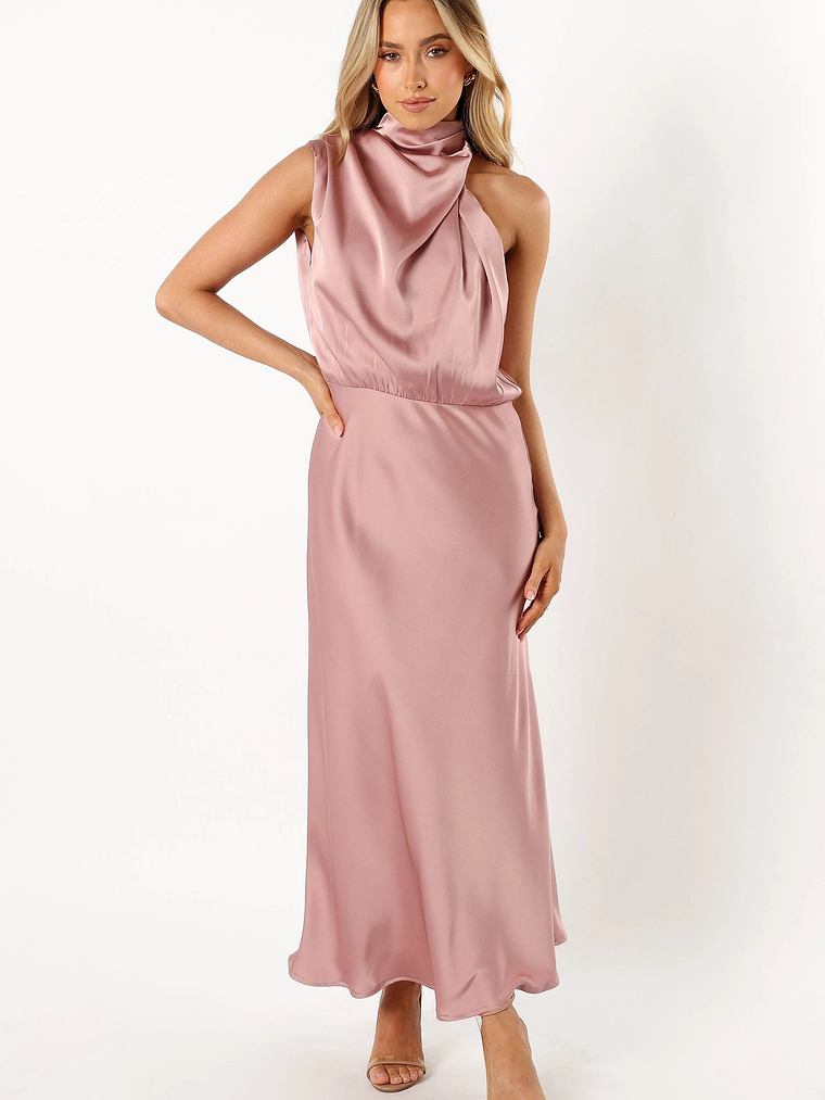 Anabelle Halter Neck Midi Dress - Blush 1