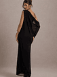 Aeliana | Black Strappy V-Neck Maxi Dress With Chiffon Sash - thumbnail 2