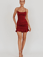Aces Cami Strap Ruffle Hem Mini Bodycon Dress Wine - thumbnail 3