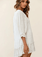 Amala Balloon Sleeve Button Detail Linen Dress Natural - thumbnail 3